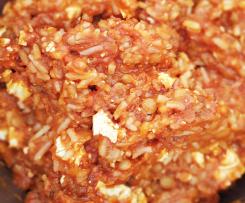 Savory lentil mince with Rice and Tofu