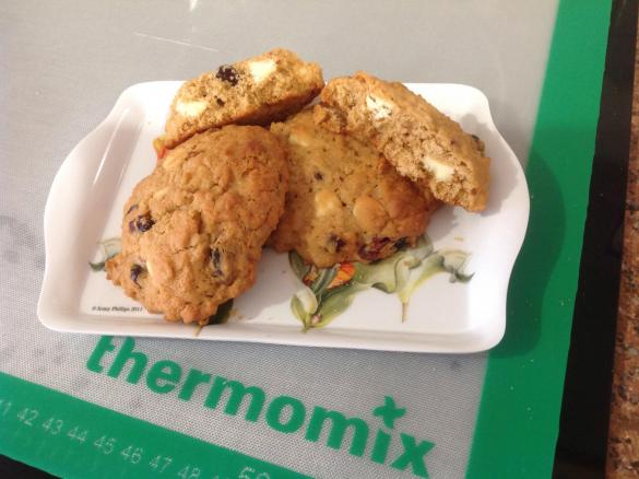 Cranberry, Oats and White Chocolate Biscuits.