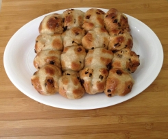 CHOC SURPRISE HOT CROSS BUNS WITH VANILLA GLAZED 