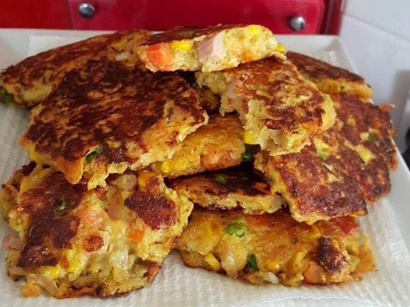 Wholemeal roast meat and veg fritter