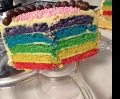 RAINBOW white bean birthday cake
