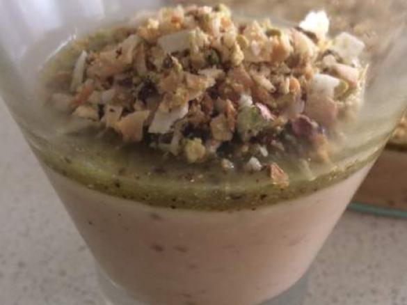 St Patricks Day Kiwi Tapioca Pudding with Pistachio Coconut Crumb