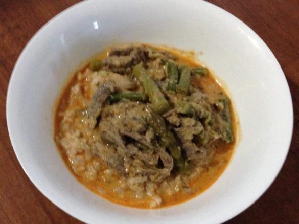 Creamy red curry beef and greens