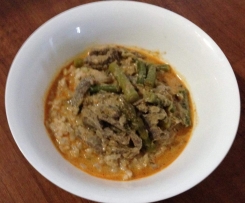 Creamy red curry beef and greens