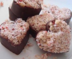 "almost raw" Valentine chocolate hearts/wedges