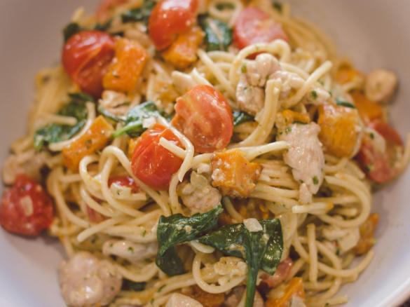 Roast Pumpkin Pesto Pasta