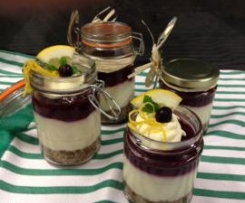 Dessert to Go - Lemon Cheesecake with Blueberry Curd served in Jars!