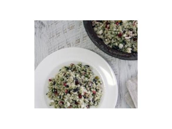 Variant of Cauliflower 'cous cous' pomegranate, pistachio salad