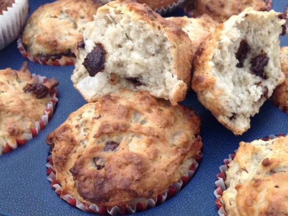 Chia, banana and chocolate muffins (egg free)