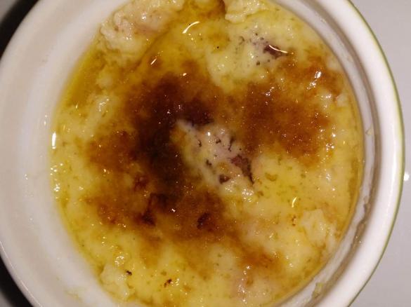 White chocolate and raspberry steamed custard