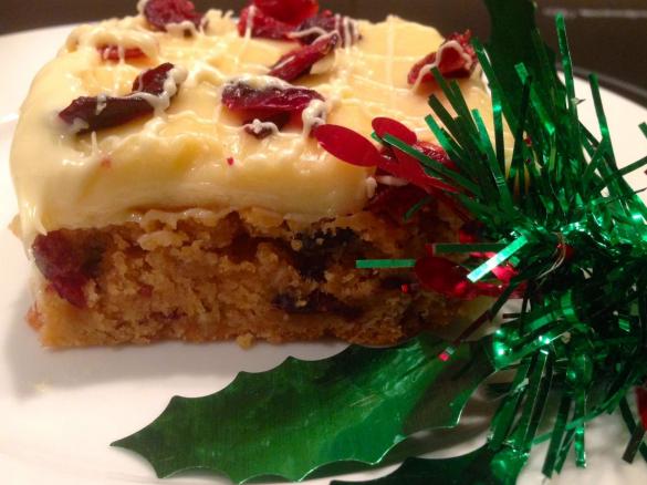White Christmas Chocolate Cranberry Blondies
