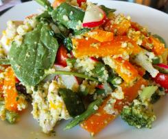 Hunters Warm Chicken and Cous Cous salad with Basil Pesto Dressing