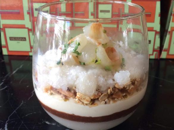 Lychee and rose layered dessert