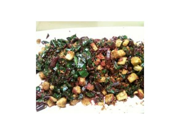 Sautéed Beets with Garlic and Anchovy Croutons‏