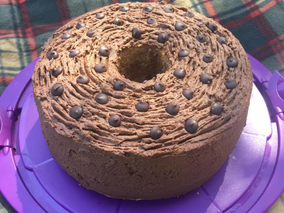 Coffee chiffon cake with mocha ganache