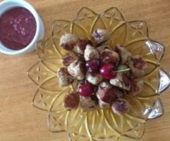 chicken cherry meat balls with dipping sauce