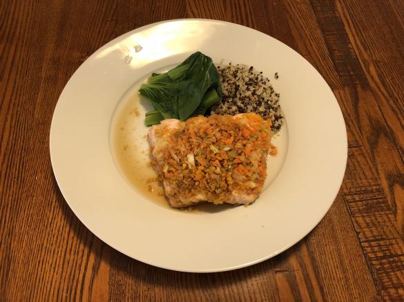Mum's Easy Salmon Parcels with Quinoa and Pak Choy