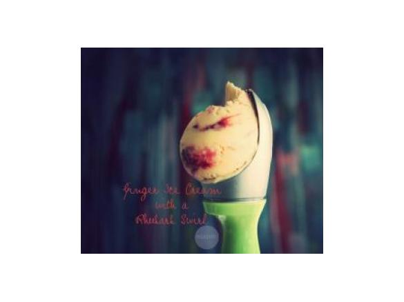 Ginger Ice Cream with a Rhubarb Swirl