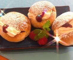 Old fashioned cream buns with mock cream filling