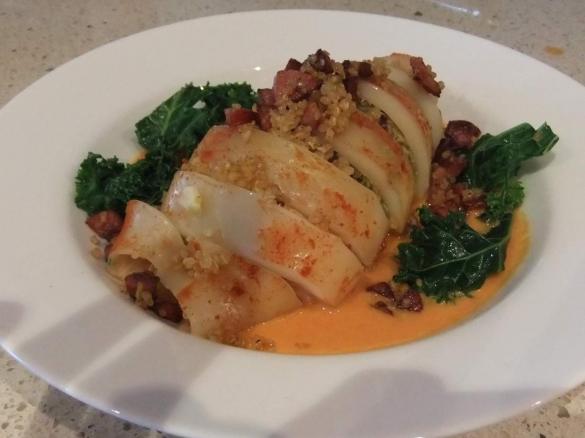 Prawn and Quinoa Stuffed Squid Tubes with Prawn Bisque