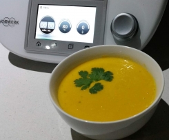Thai style pumpkin and sweetcorn soup
