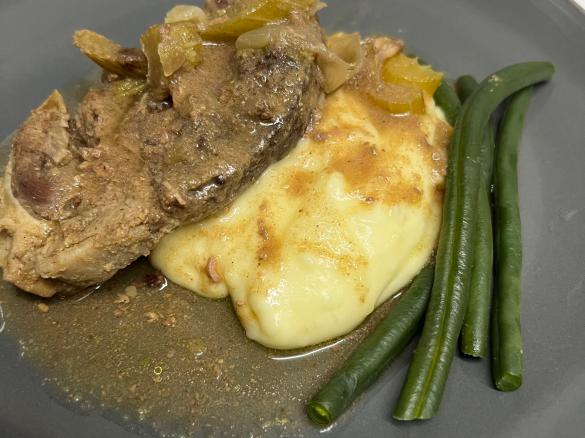 Slow cooked French onion lamb chops