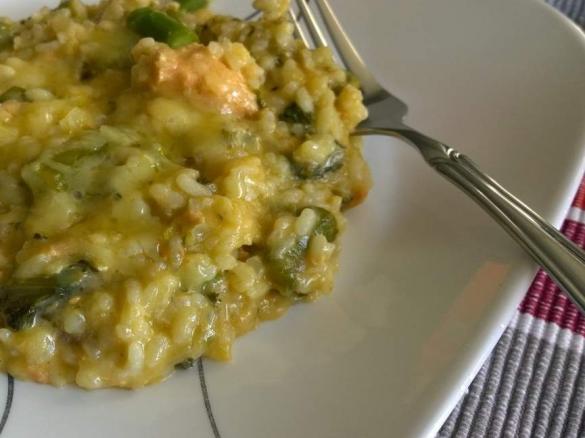 Asparagus salmon risotto