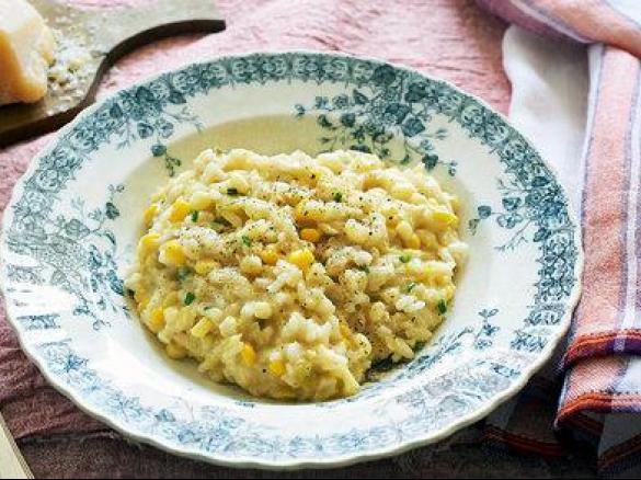 Variation Bacon, Sweet Potato, Pea and Corn Risotto