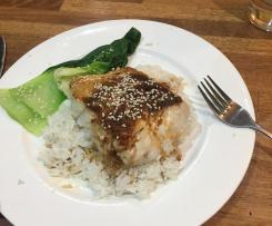 Fish with ginger, chilli and soy dressing.