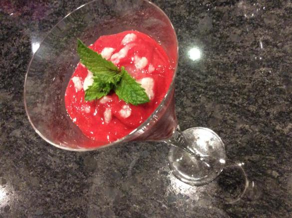 Raspberry Sorbet with Coconut Ice