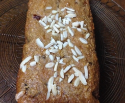 Dried pear, date and almond loaf