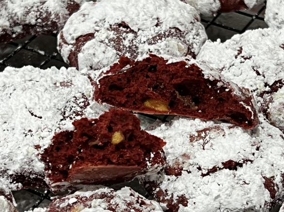 Red Velvet Crinkle Cookies
