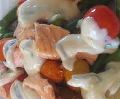 Steamed Salmon Salad with Fresh Basil Mayonnaise