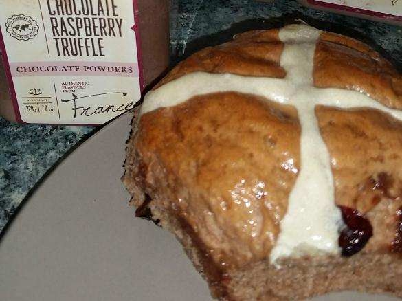 Choc-raspberry hot crossed buns