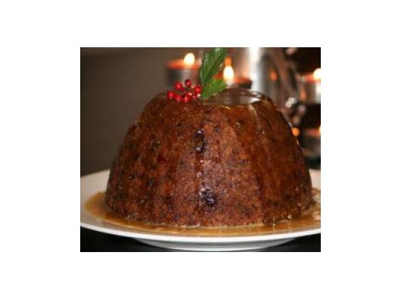 Christmas Pudding with Brandy Caramel Sauce (Peel free)