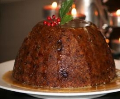 Christmas Pudding with Brandy Caramel Sauce (Peel free)