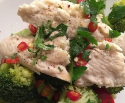 Paleo steamed Fish with broccoli and capsicum 
