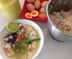 Shredded chicken/chicken & veg soup & boiled eggs