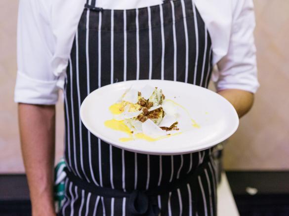 Sou vide Moreton Bay Bug with cauliflower 3 ways, brioche crumb and hollandaise - Josh Lopez