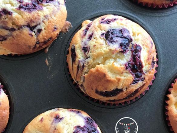 Peach & Cream Cheese Muffins with Mixed Berry Swirl