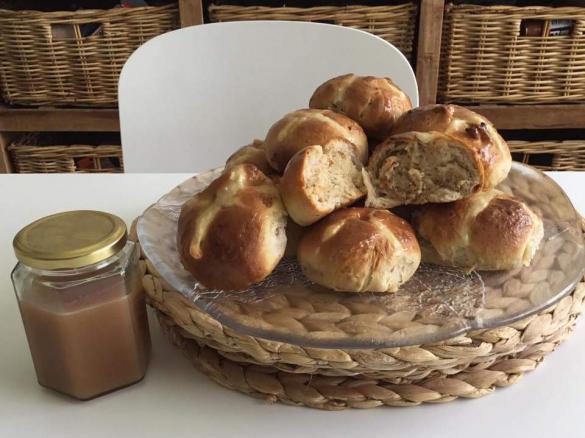 Salted Caramel and Pecan Hot Cross Buns