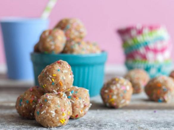Vegan no bake energy balls (birthday cake) from The Edgy Veg