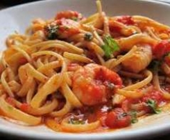 Chilli prawn, squid and scallop pasta dish