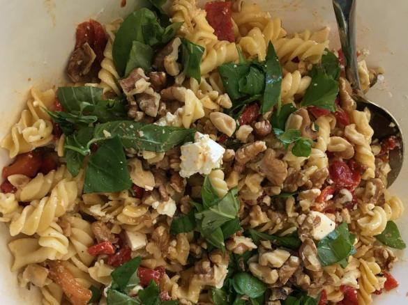 Variation Cheats Capsicum, Feta and Walnut Pasta Salad