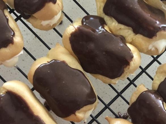 CREAM FILLED ECLAIRS WITH CHOCOLATE GANACHE