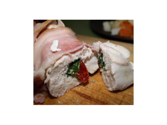 Chicken stuffed with sundried tomato, spinach and goats cheese