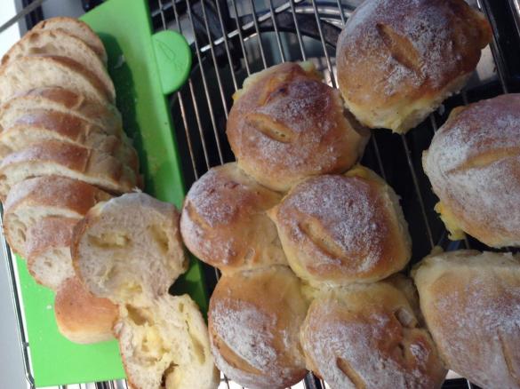 Cheese rolls and small white loaf