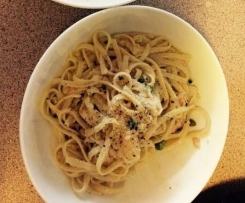 Spaghetti Carbonara with smoked salmon