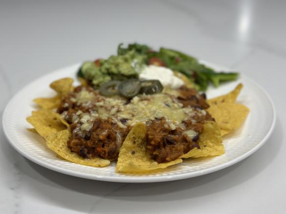 Black Bean and Sneaky Pork (or not) Nachos