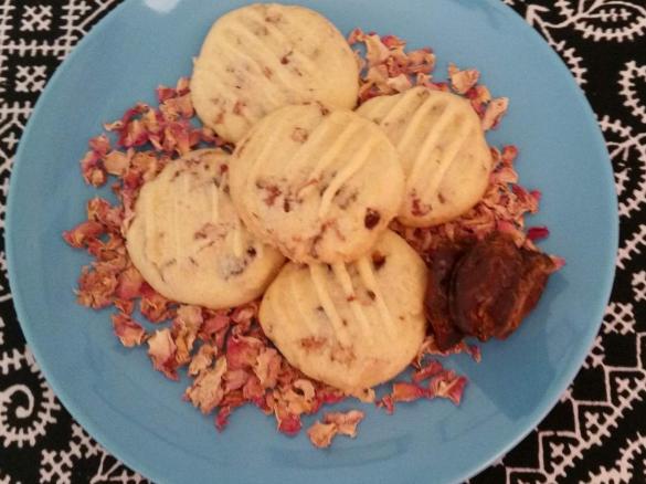 Date and Persian rose petal biscuits
